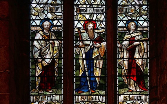 Window, Bangor Cathedral,  Bangor, Gwynedd, North Wales.