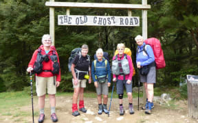 Linda Coles and friends doing the Old Ghost Road track