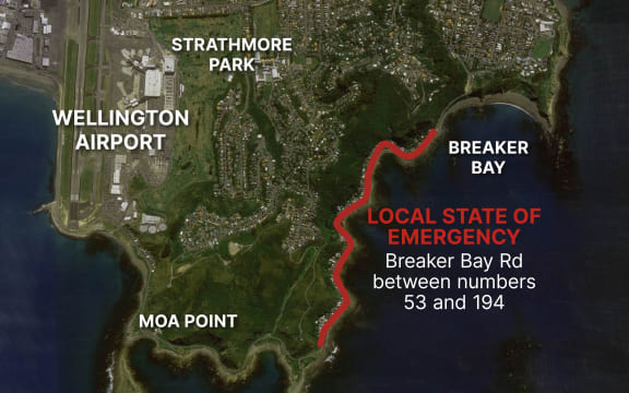 Local State of Emergency map in Wellington.