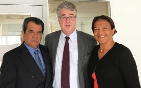 En Marche's Jean-Paul Delevoye receives French Polynesia's Edouard Fritch and Lana Tetuanui