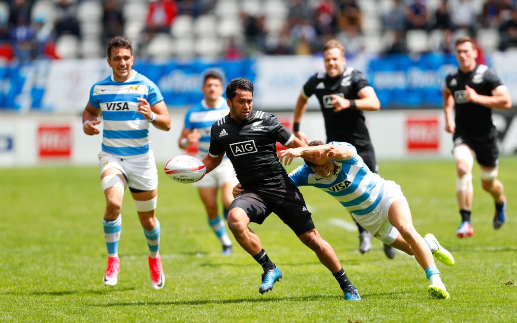 Rocky Khan in action at the Paris leg of the World Sevens series.