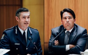 Police Commissioner Andrew Coster, National Party MP Simon Bridges.