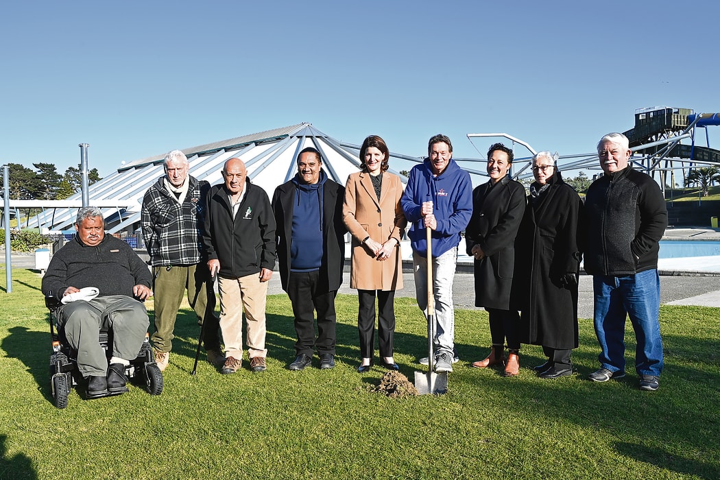 Ngai Tāwhiri and Gisborne District Council representatives attended a blessing a sod-turning event to mark the start of the $46m redevelopment of the Olympic Pool complex on 30 September last year.
