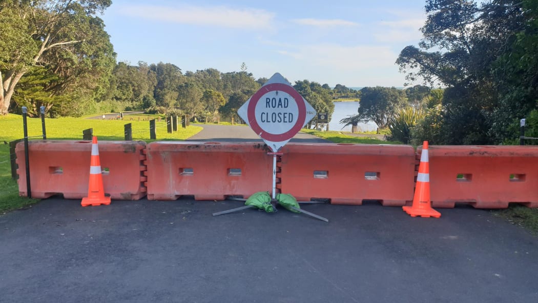Barrier at the entrance to Lake Rotomanu / Waiwhakaiho River mouth