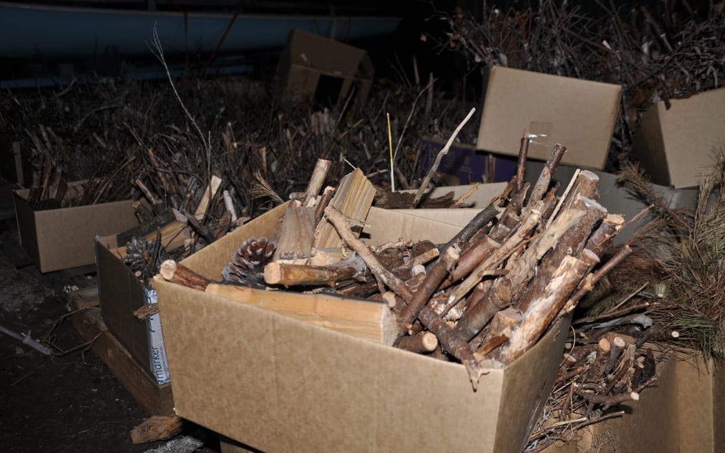 Some of the kindling boxes - packed by the Monge-Grassi siblings