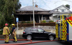 The fire-damaged Freemans Bay home.