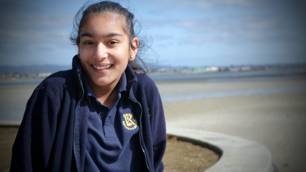 Zainab Aziz, 12, was one of the first to spot the whale in Pt Chevalier.
