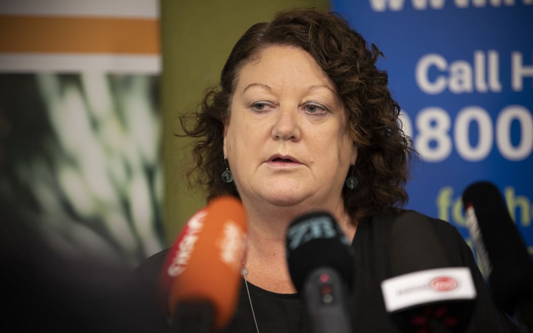 Katrina Casey,  the Deputy Secretary for Sector Enablement and Support at the Ministry of Education addresses media