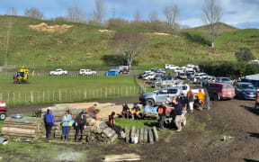 The community searches for a missing five-year-old boy in Hangaroa, August 2024.