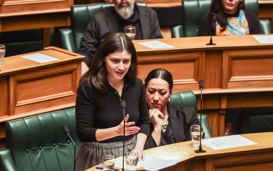 Chloe Swarbrick speaks at a tribute for Te Pati Māori MP Takutai Tarsh Kemp after her death on 26 June, 2025.