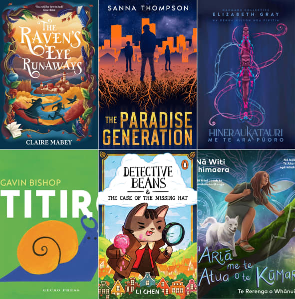 Book covers of winners at the New Zealand Book Awards for Children and Young Adults 2025.