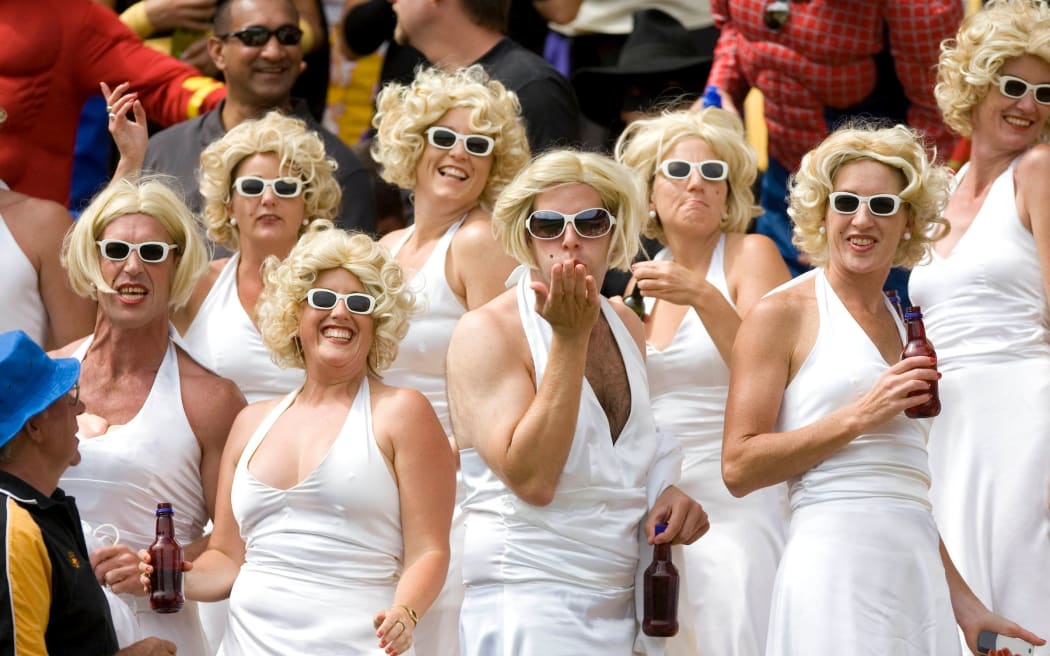 The Wellington Rugby Sevens has attracted fans in fancy dress - including this collection of Marilyn Monroes in 2007.