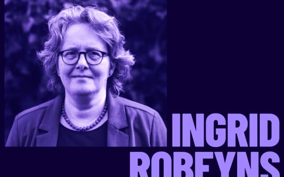 A woman with glasses and wearing beads stands in front of background of foliage. Text reads "Ingrid Robyn's"