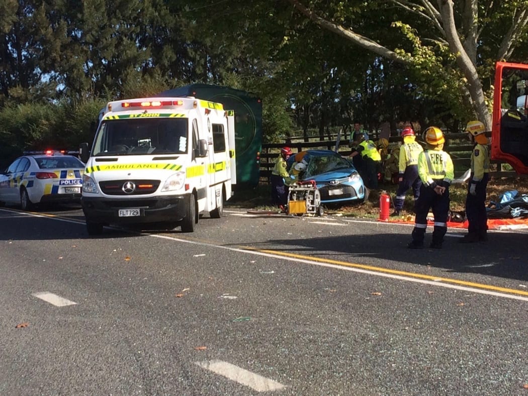 A woman was airlifted from the scene of the crash near Matamata.