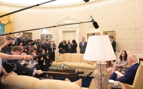 Prime Minister Jacinda Ardern meets with US President Joe Biden at the White House
