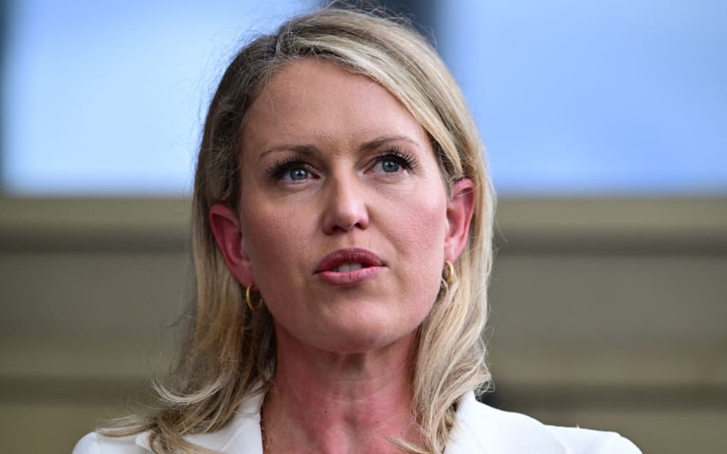 Lawyer Jennifer Robinson, a member of WikiLeaks founder Julian Assange's legal team, addresses the media outside the US Federal Courthouse in the Commonwealth of the Northern Mariana Islands in Saipan, Northern Mariana Islands, on June 26, 2024, after Assange pled guilty to a single count of conspiracy to obtain and disseminate national defence information. Julian Assange was on his way to his native Australia on June 26 as a free man after years of international legal drama for the WikiLeaks founder who had long been wanted for revealing US state secrets. (Photo by Yuichi YAMAZAKI / AFP)