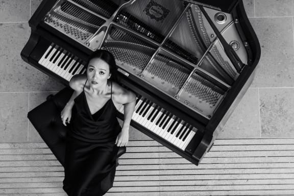 New Zealand pianist, Somi Kim with piano