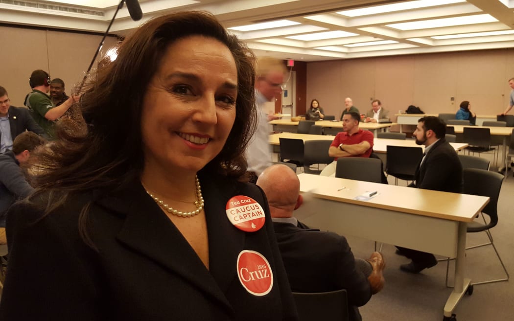 Yvette Lanzo, precinct captain for Ted Cruz at the Iowa caucus in Des Moines