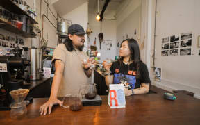 Elaine and Zuyi Woon are owners of Pour and Twist, a “fully manual” coffee bar in Wellington.