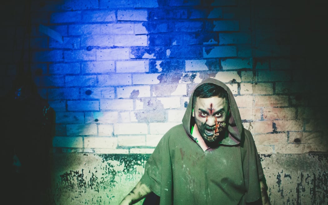 A scarer at the Spookers haunted attraction.