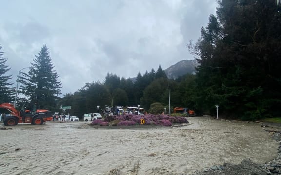 Flooding in Queenstown earlier on Wednesday.