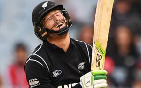 Martin Guptill shows his frustration.