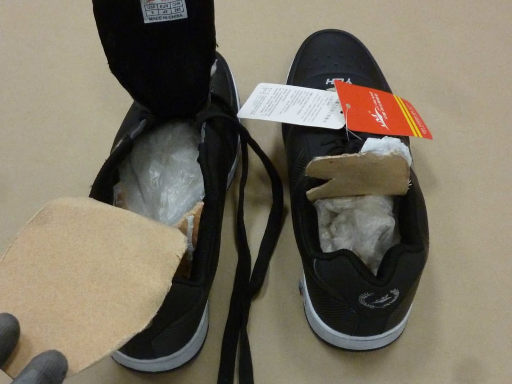 Ephedrine in soles of shoes.