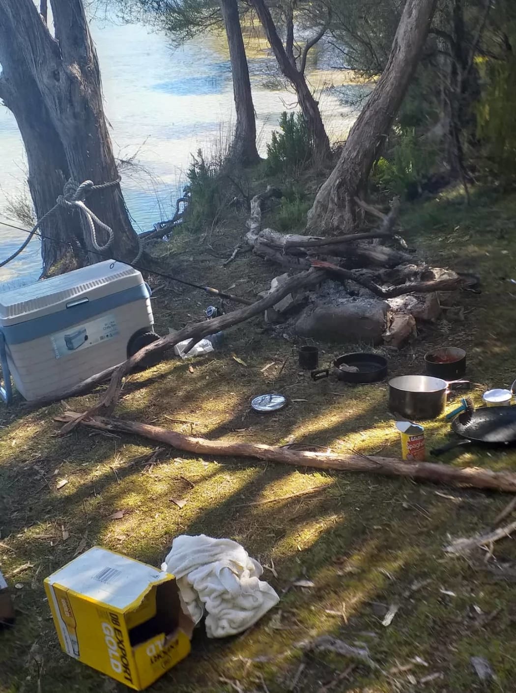 Several rubbished-strewn campsites were found over Labour Weekend on the lake shore, under the Panekire Ranges, included large fire sites near native bush, lots of ground cleared and native bush cut down for firewood.
