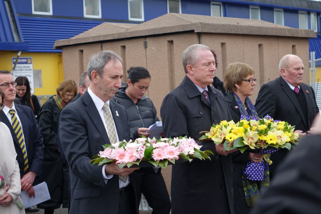 Wreaths were laid to mark the anniversary of the shooting at Ashburton WINZ