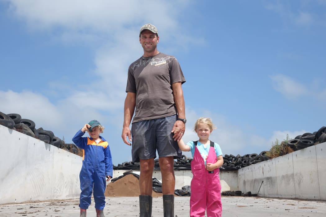 Jacques Le Prou and his kids Xavier, 5, and Poppy, 3.