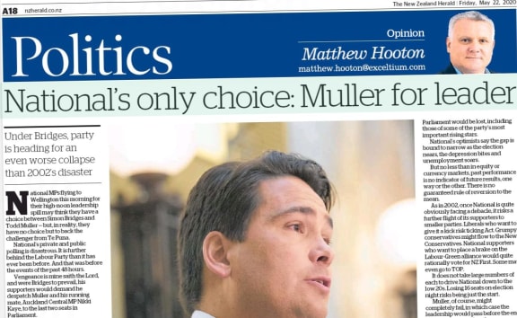 Matthew Hooton nailed his colours to the mast in The Herald the day the leadership vote took place.
