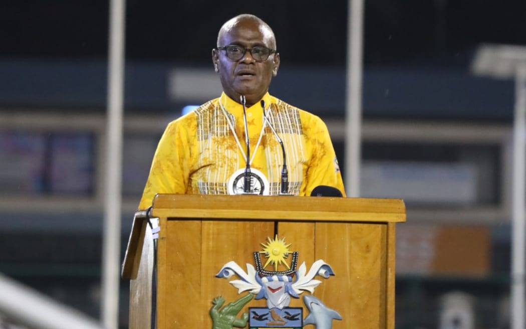 Solomon Islands PM Jeremiah Manele speaks at opening night of the 54th Pacific Islands Forum Leaders' Meeting in Honiara, Solomon Islands. 9 September 2025
