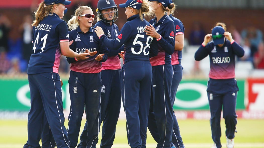 England cricket players celebrate