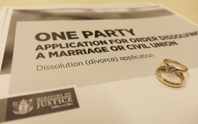 Divorce papers and wedding ring