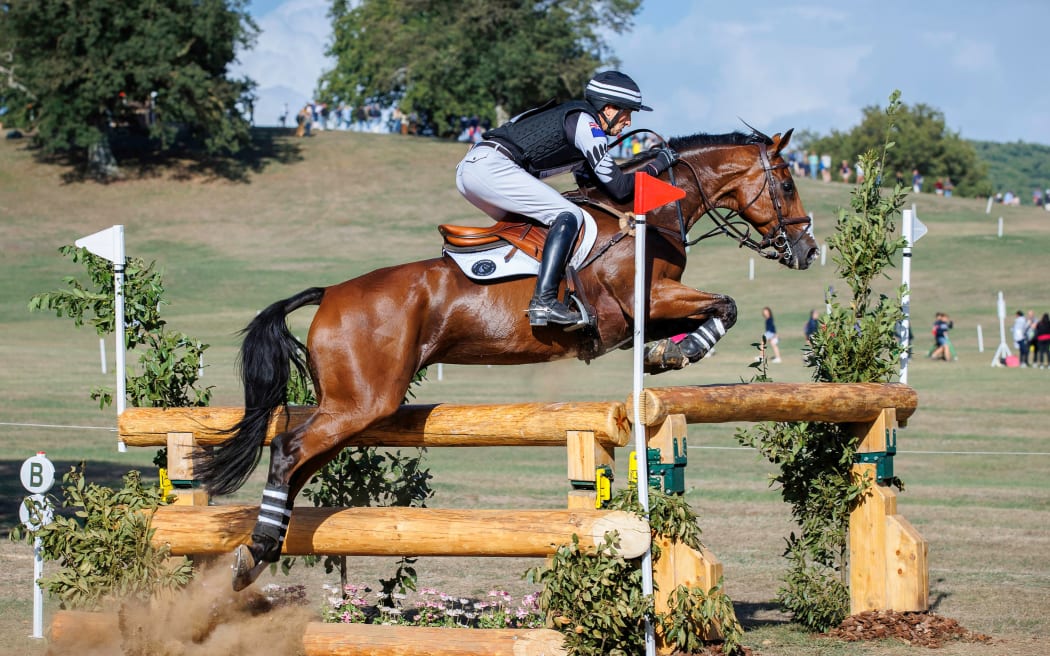 Tim Price rides Falco during the Cross Country the the 2022 World Eventing Championships in Italy.