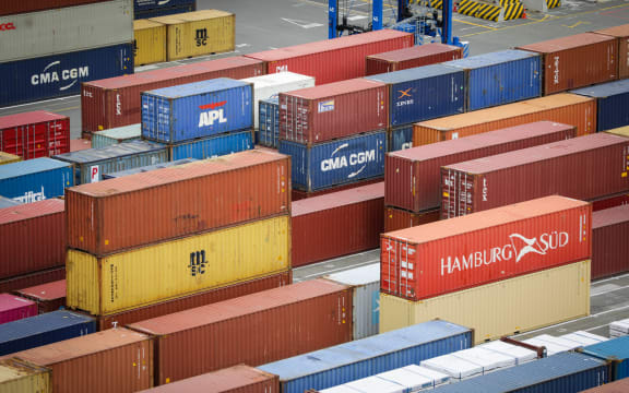 Containers being unloaded at Lyttelton Port