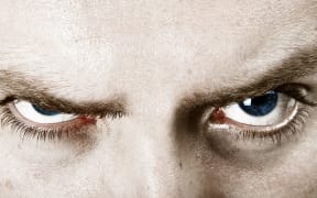 angry man eyes close-up