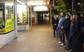 The dawn blessing at the opening of Te Wāhi Āwhina in 2021.
