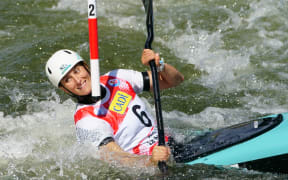New Zealand paddler Luuka Jones competing in Canoe Slalom