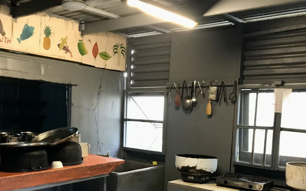 The kitchen of the rehabilitation centre which now has a fan