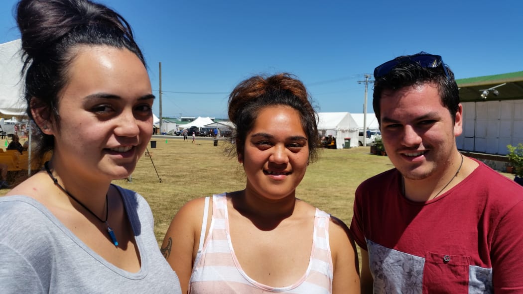 Georgie Peke (far left) with other young people at this year's Ratana Church celebrations.
