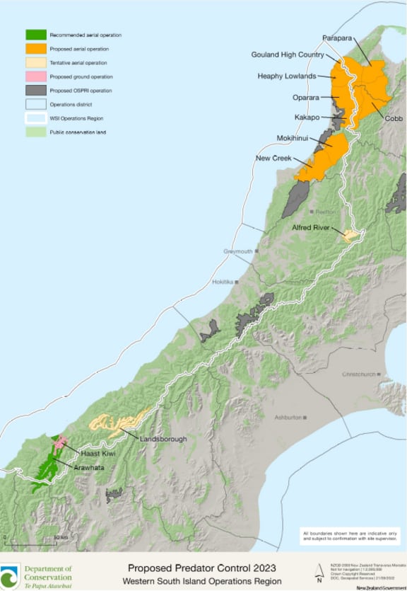 Predator control operation areas on the West Coast this year.