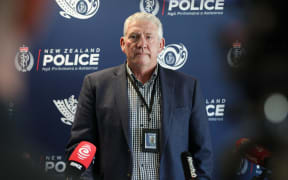 Detective Inspector Dave de Lange at a media stand-up about the Gisborne brawl that left two men dead.