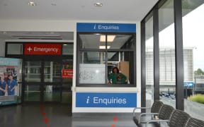 A reception desk at Waikato Hospital.