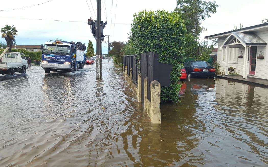 Flooding in High Street in Motueka
