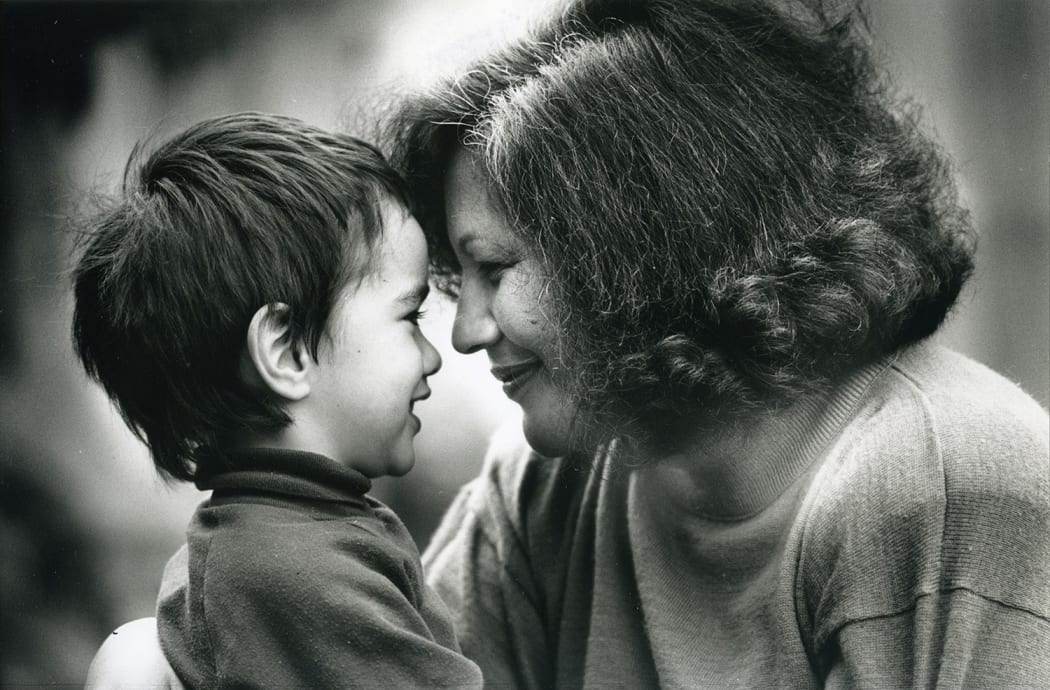 Hepi Mita as a child with his mum Merata Mita