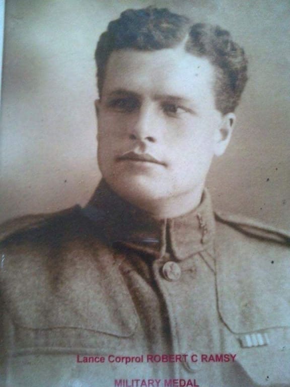 Robert Campbell Ramsay was awarded the Military Medal for his actions during an attack on German guns and tanks in WW1.