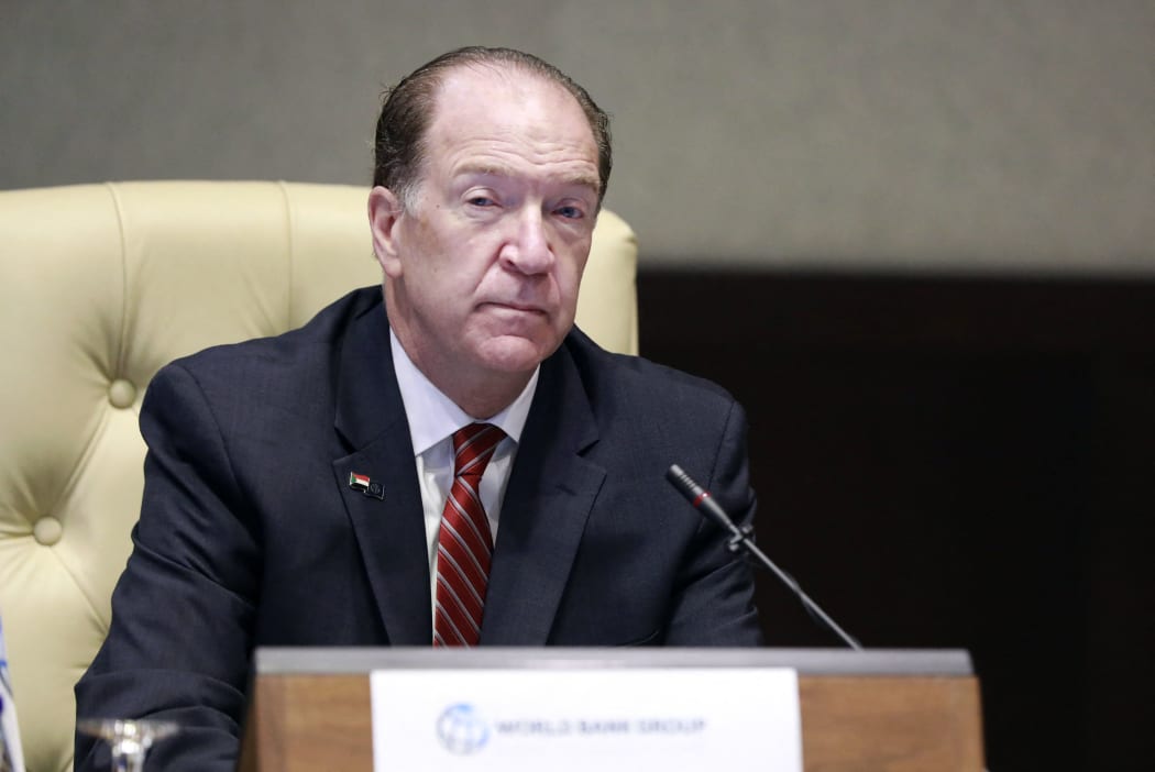 World Bank president David Malpass attends a meeting with the Sudanese prime minister in the Sudanese capital Khartoum on 30 September 2021.