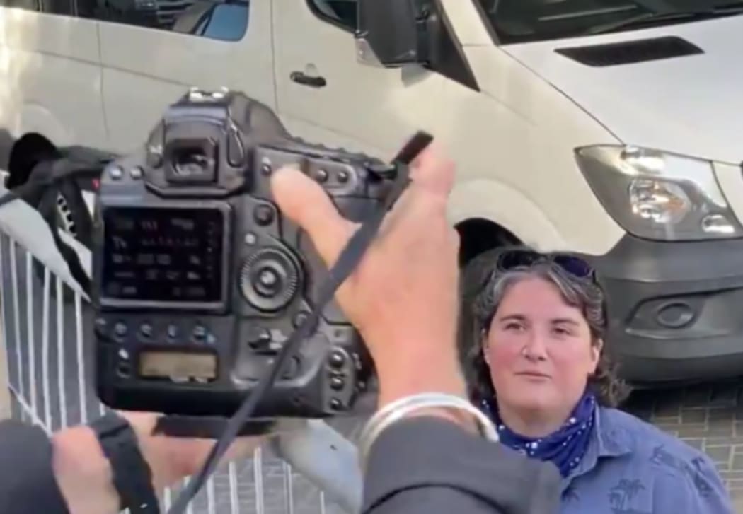 Lucinda Baulch leaves MIQ and answers reporters questions.