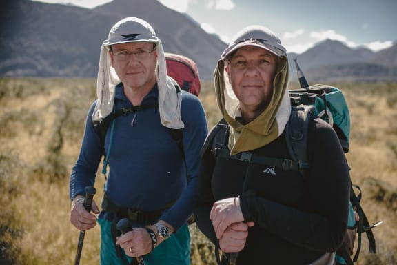 Byron Skinner (right) tramping with his best friend, Neil.